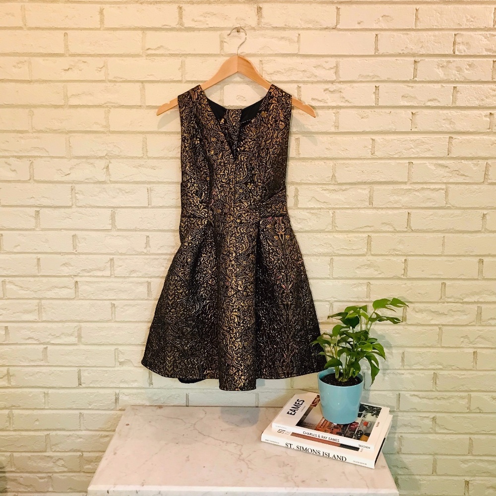 black and gold dress, size 4, topshop